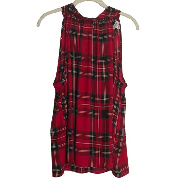 J. Crew Red Plaid Sleeveless Halter Neck Women's Size 12 NWOT - Picture 3 of 9
